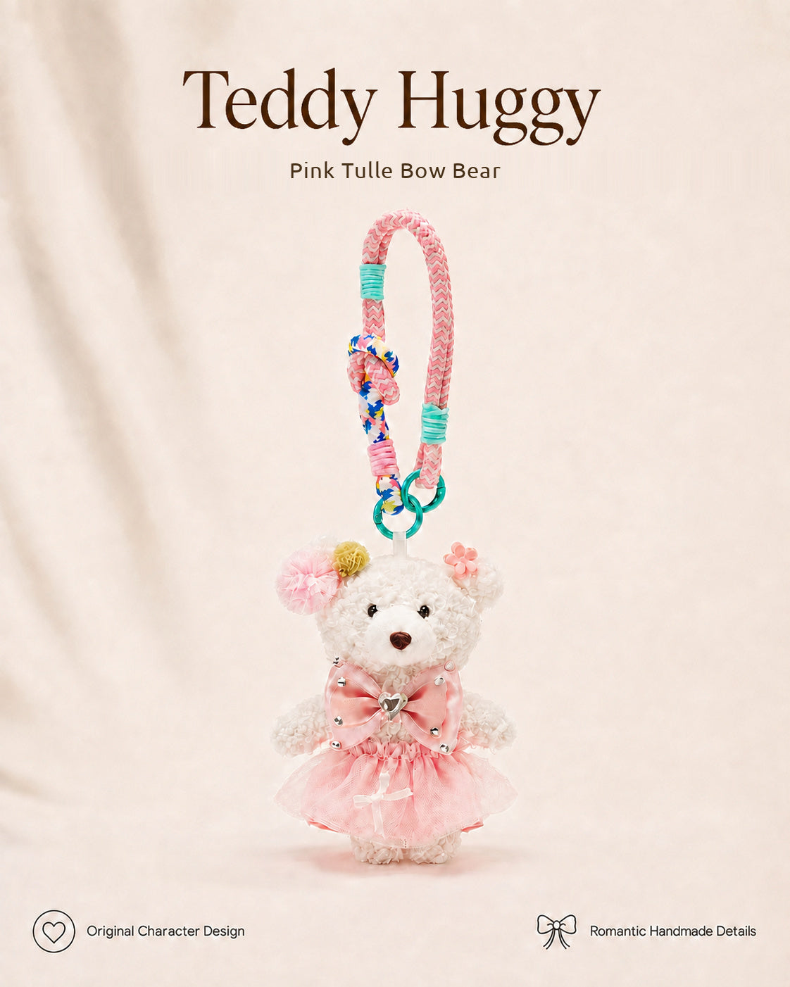 TeddyHuggy® Pink Tulle Bear Charm