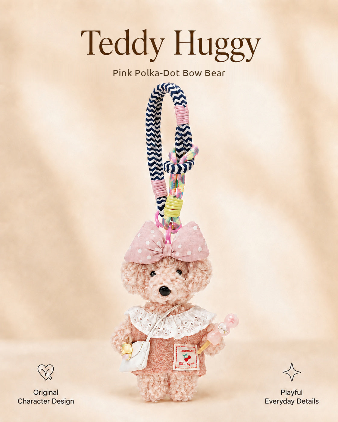 TeddyHuggy® Pink Lace Collar Pup Charm