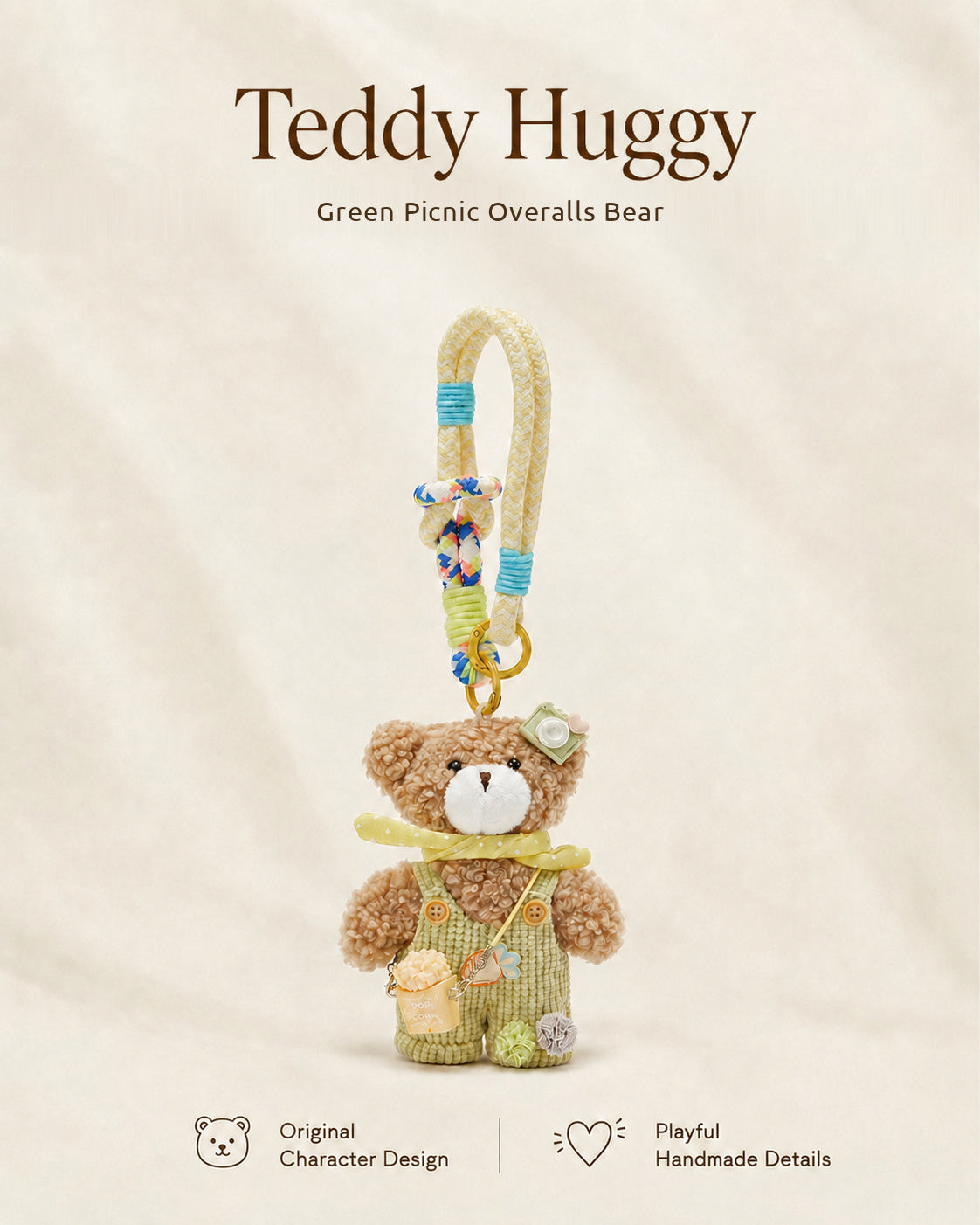 TeddyHuggy® Green Picnic Overalls Bear Charm