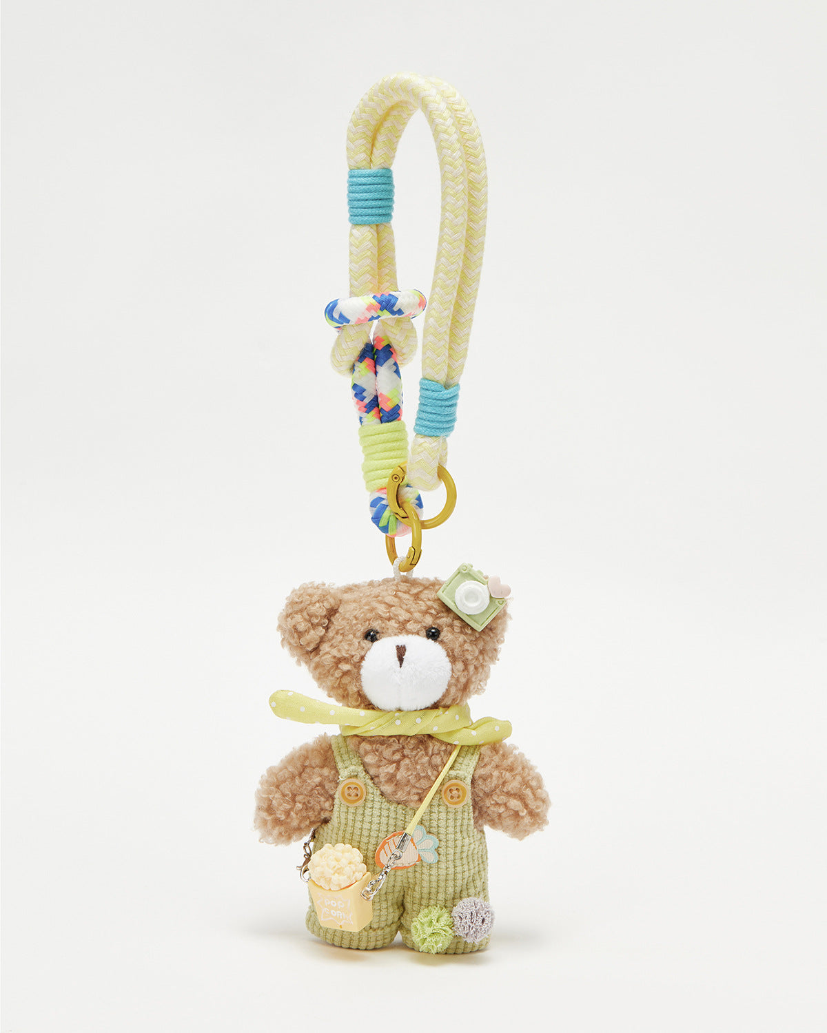 TeddyHuggy®Khaki Bear Green Overalls Picnic Keychain Charm
