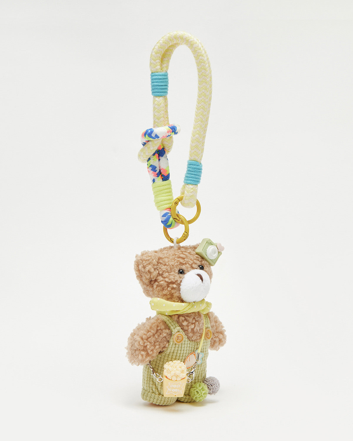 TeddyHuggy®Khaki Bear Green Overalls Picnic Keychain Charm