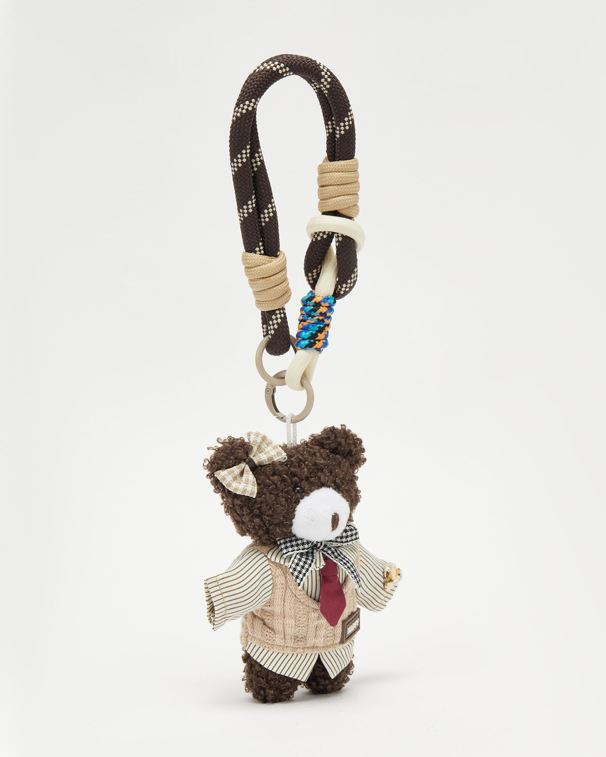 TeddyHuggy®Chocolate Bear Beige Sweater Vest Keychain Charm