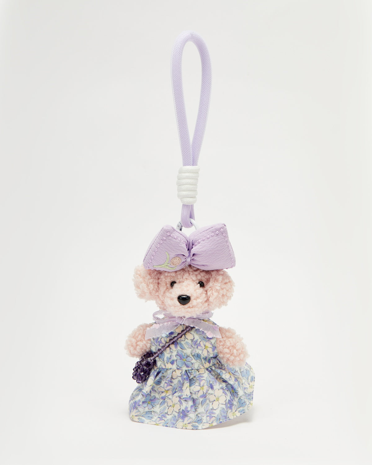TeddyHuggy®Bowknot Dog Purple Blue Floral Dress Keychain Charm