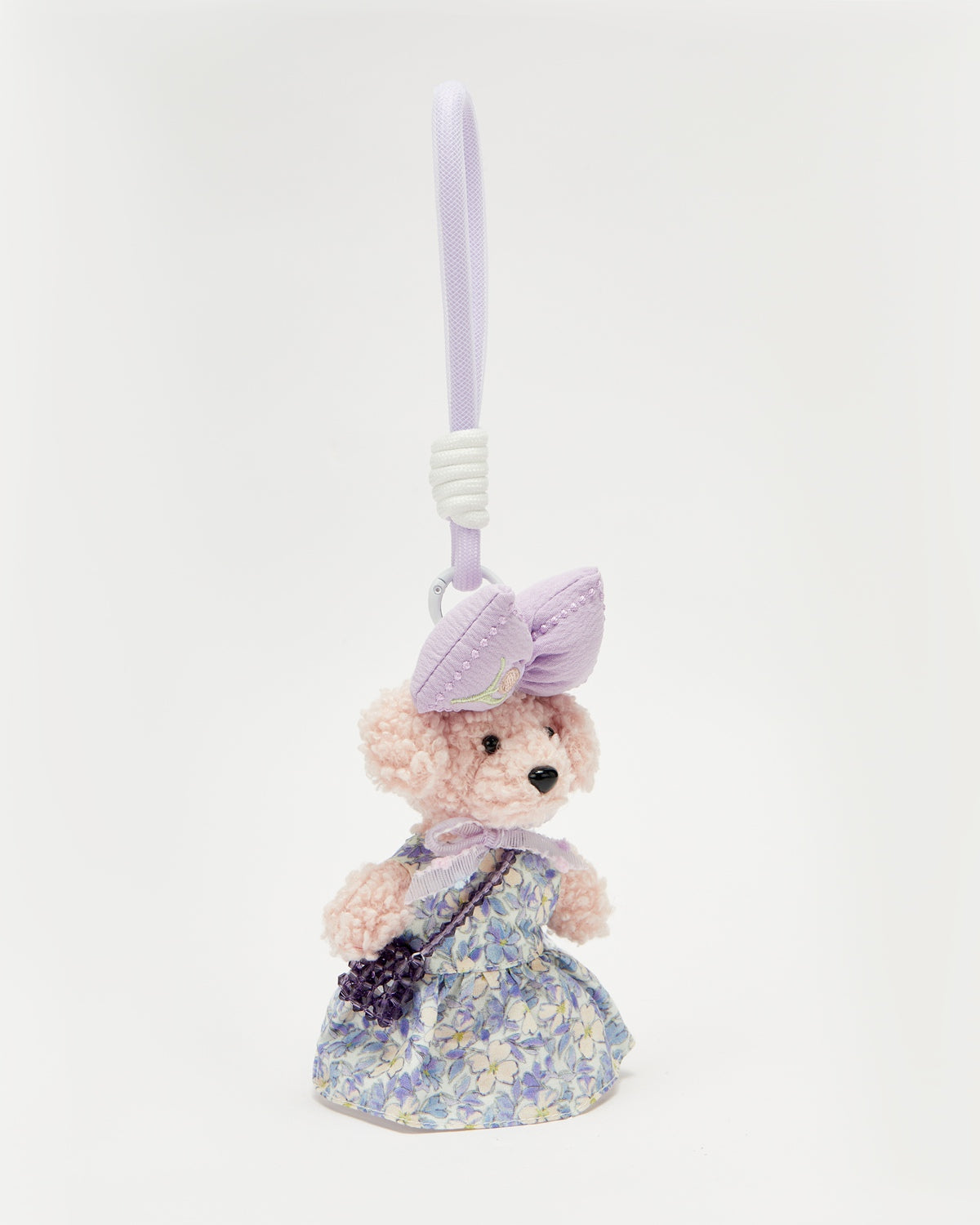 TeddyHuggy®Bowknot Dog Purple Blue Floral Dress Keychain Charm