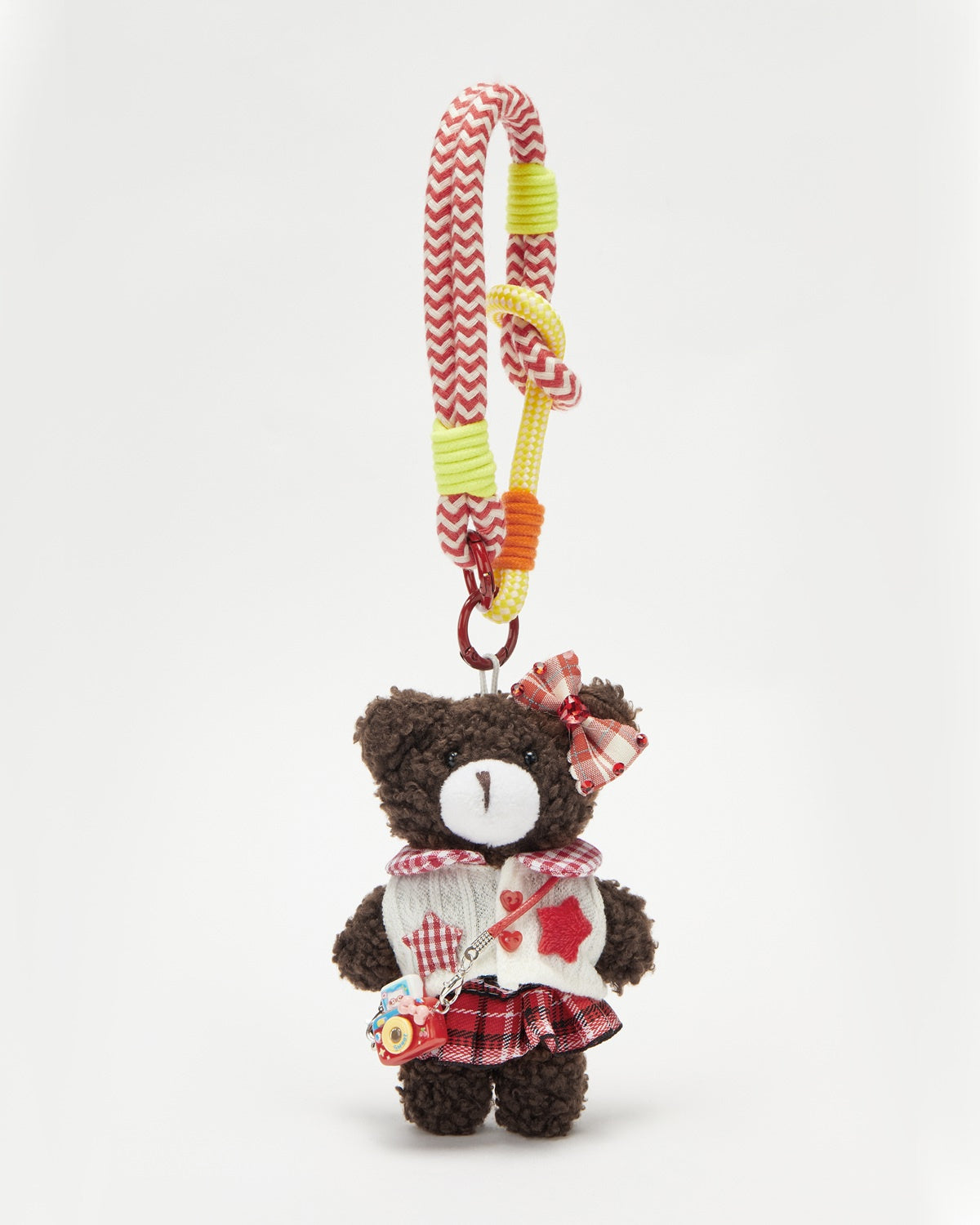 TeddyHuggy®Chocolate Bear Knitted Vest and Skirt Keychain Charm