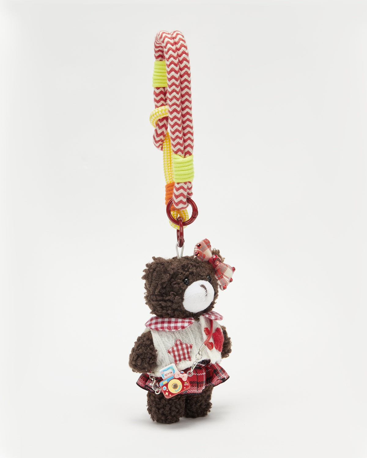 TeddyHuggy®Chocolate Bear Knitted Vest and Skirt Keychain Charm