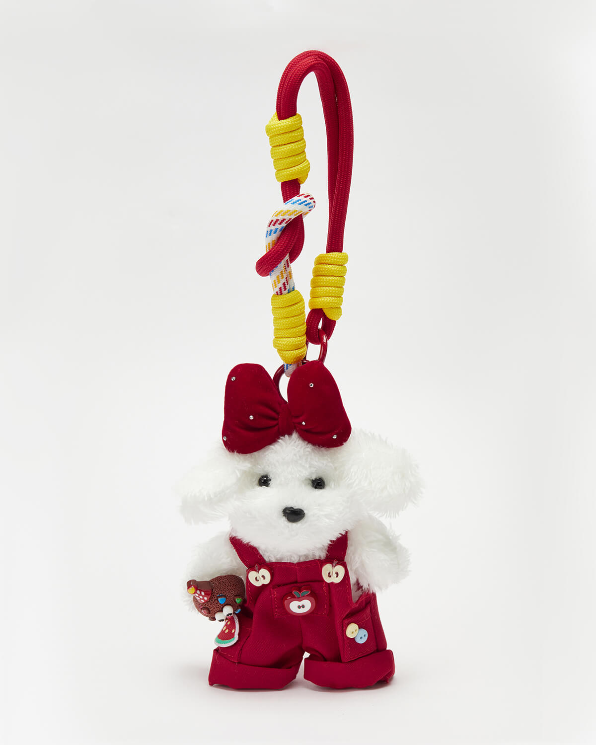 TeddyHuggy® Red Overalls Apple Puppy Keychain Charms