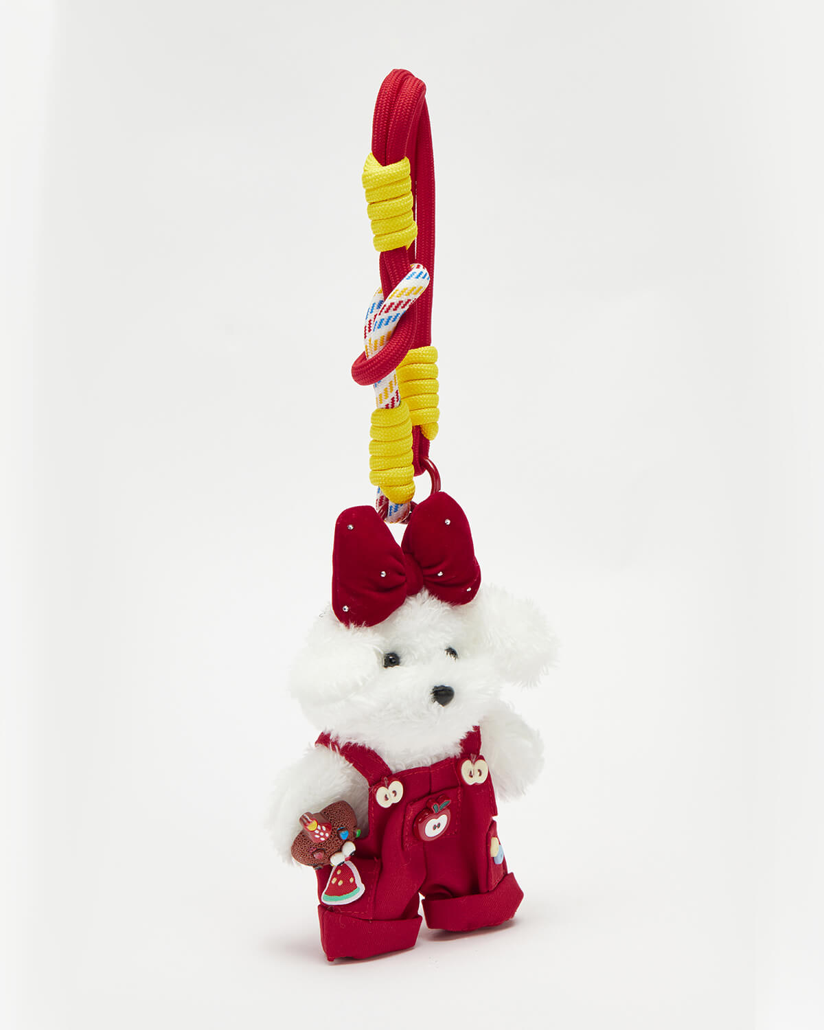TeddyHuggy® Red Overalls Apple Puppy Keychain Charms