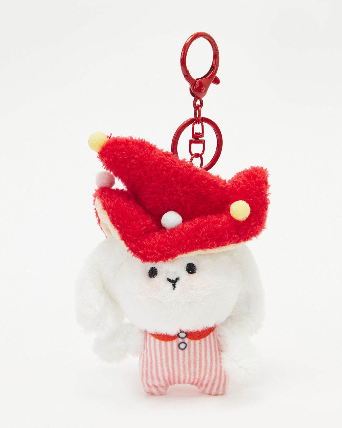 TeddyHuggy®Red Mushroom Cap & Pink Jumpsuit Dog Keychain Charm