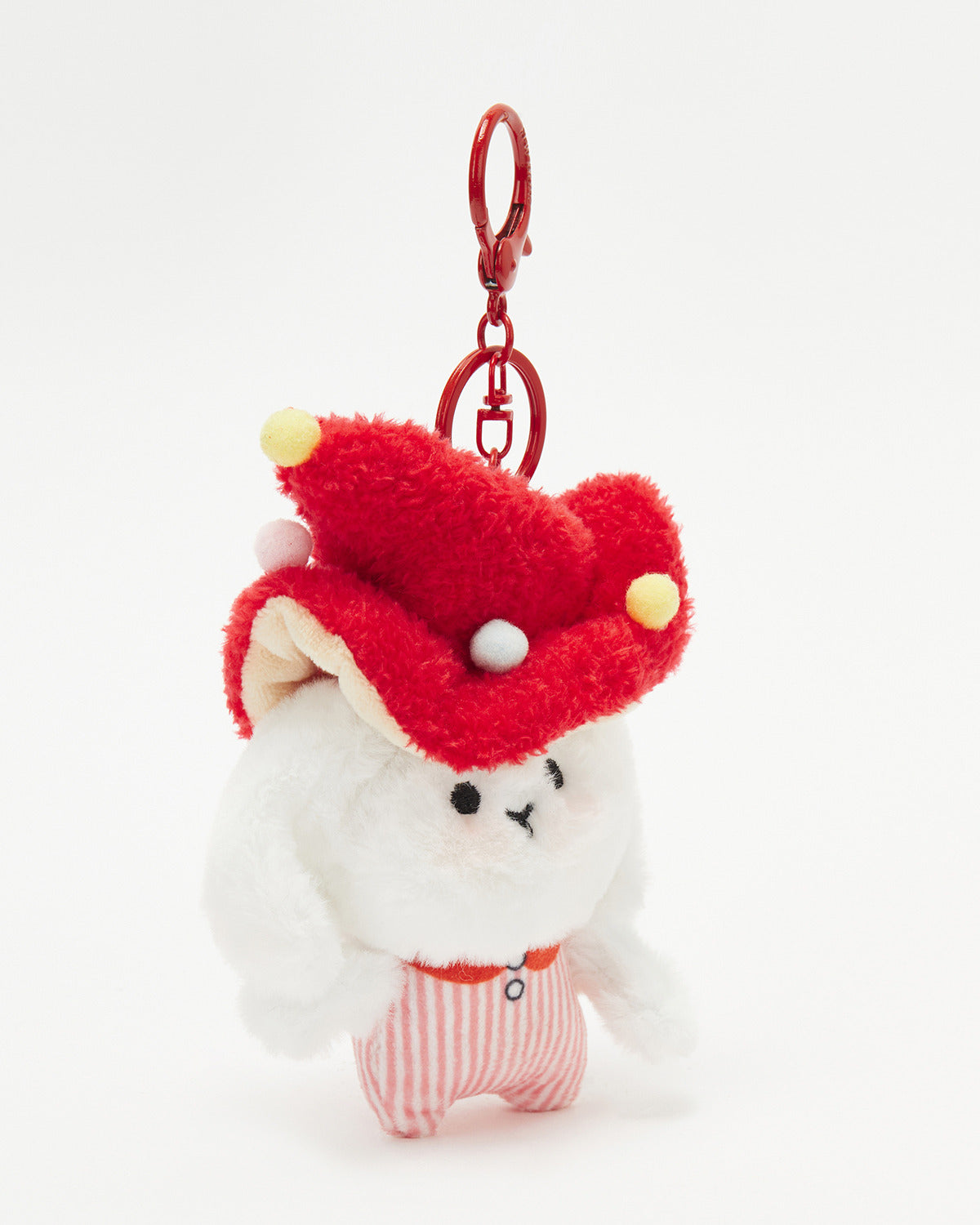 TeddyHuggy®Red Mushroom Cap & Pink Jumpsuit Dog Keychain Charm