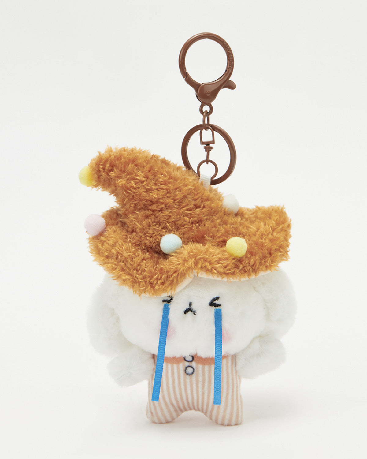 TeddyHuggy®Brown Mushroom Cap Jumpsuit Crying Dog Keychain Charm