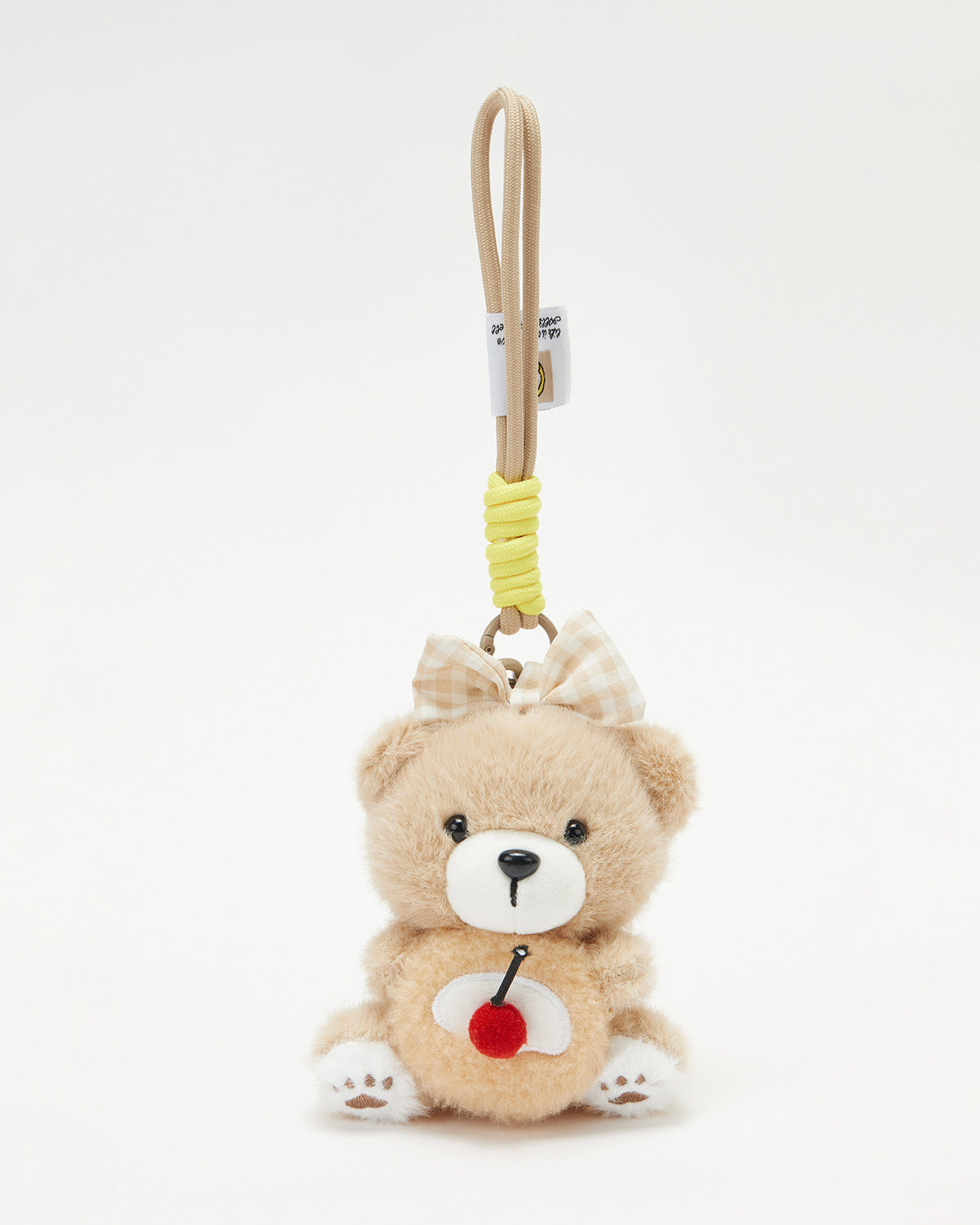 TeddyHuggy®Brown Bow Cherry Bear Keychain Charm
