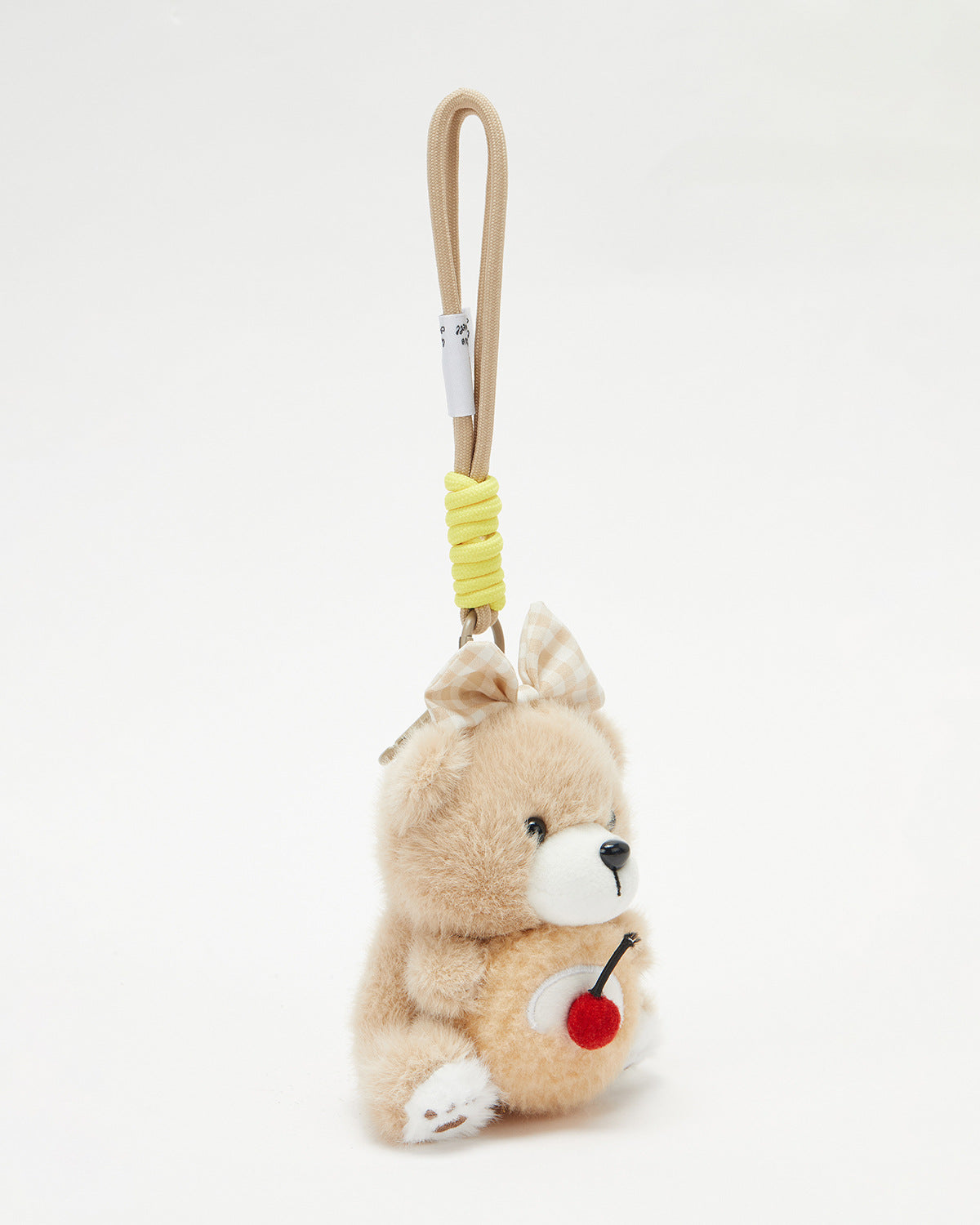 TeddyHuggy®Brown Bow Cherry Bear Keychain Charm