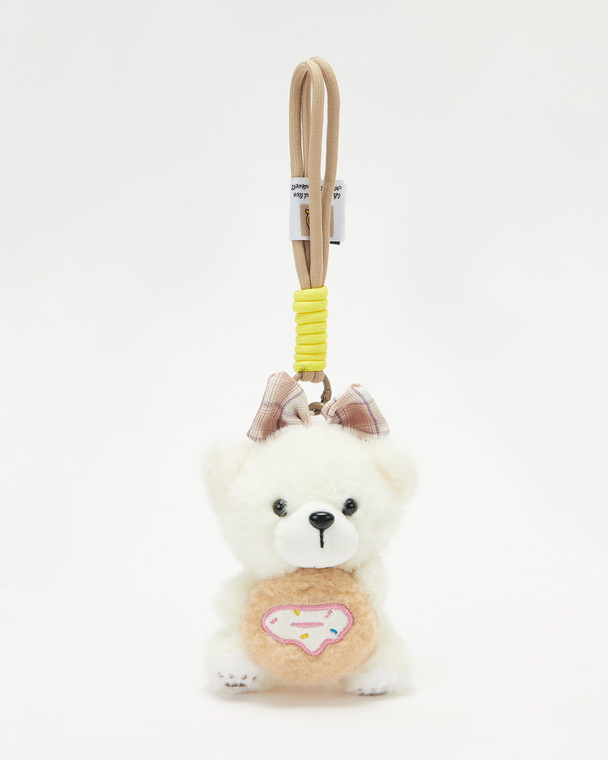 TeddyHuggy®White Bow Cherry Bear Keychain Charm