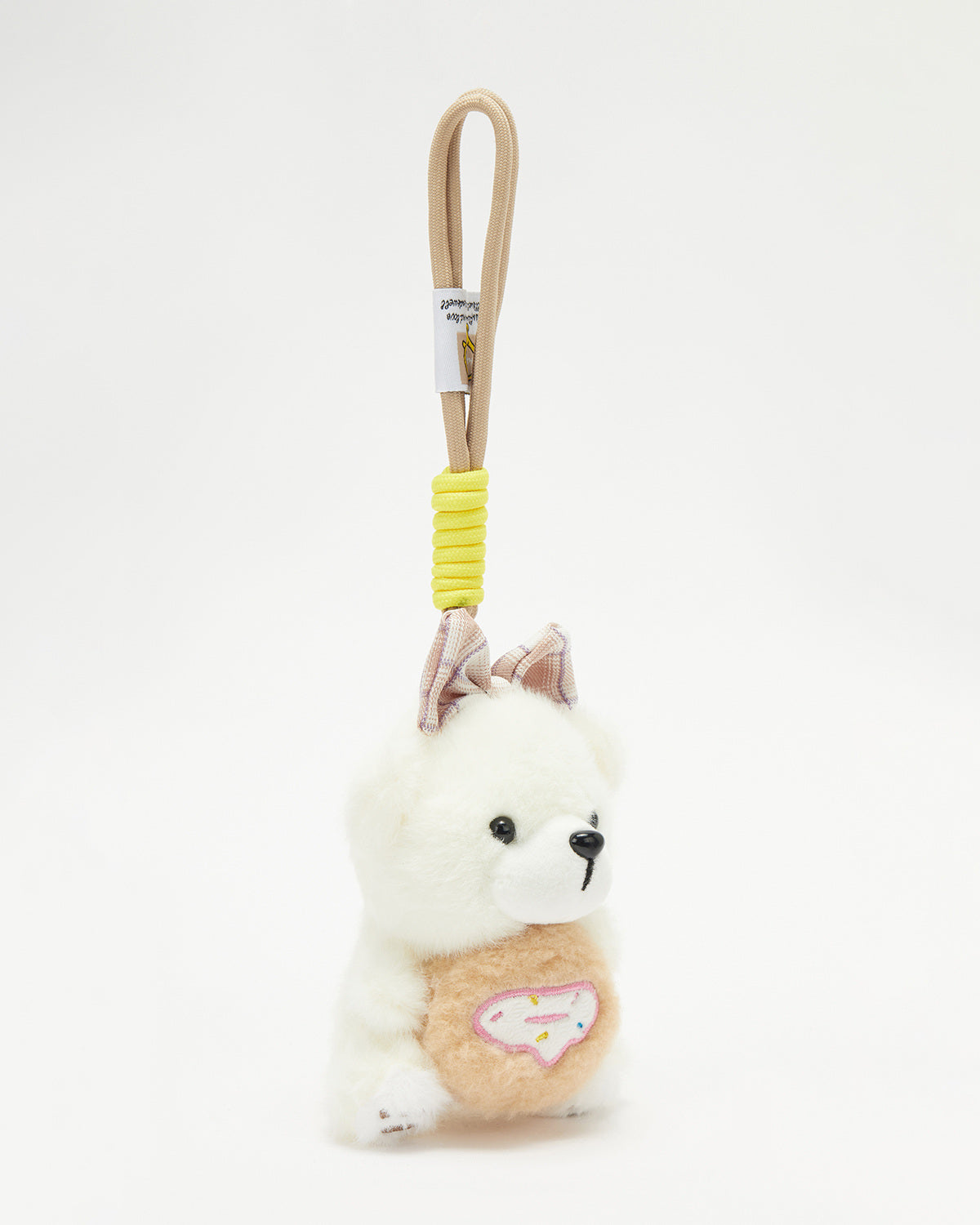 TeddyHuggy®White Bow Cherry Bear Keychain Charm