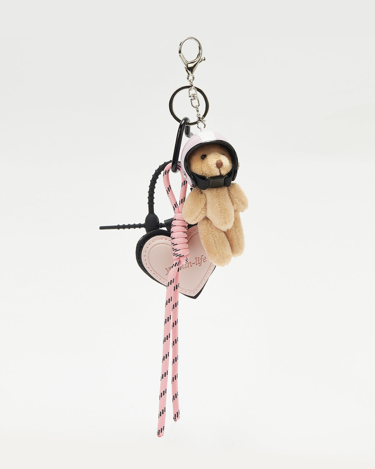 TeddyHuggy®Pink Baseball Helmet Teddy Bear Keychain Charm
