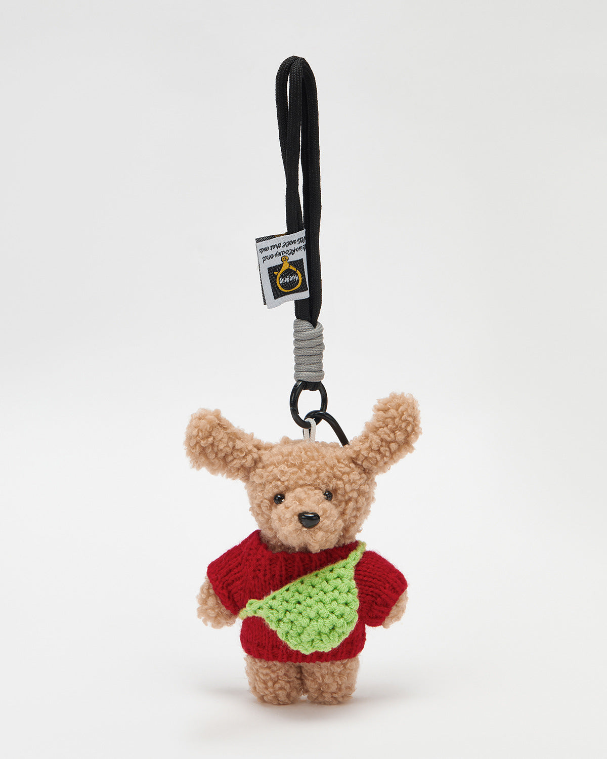 TeddyHuggy®Long-Eared Bear Red-Knit Sweater & Green-Crossbody Keychain Charm
