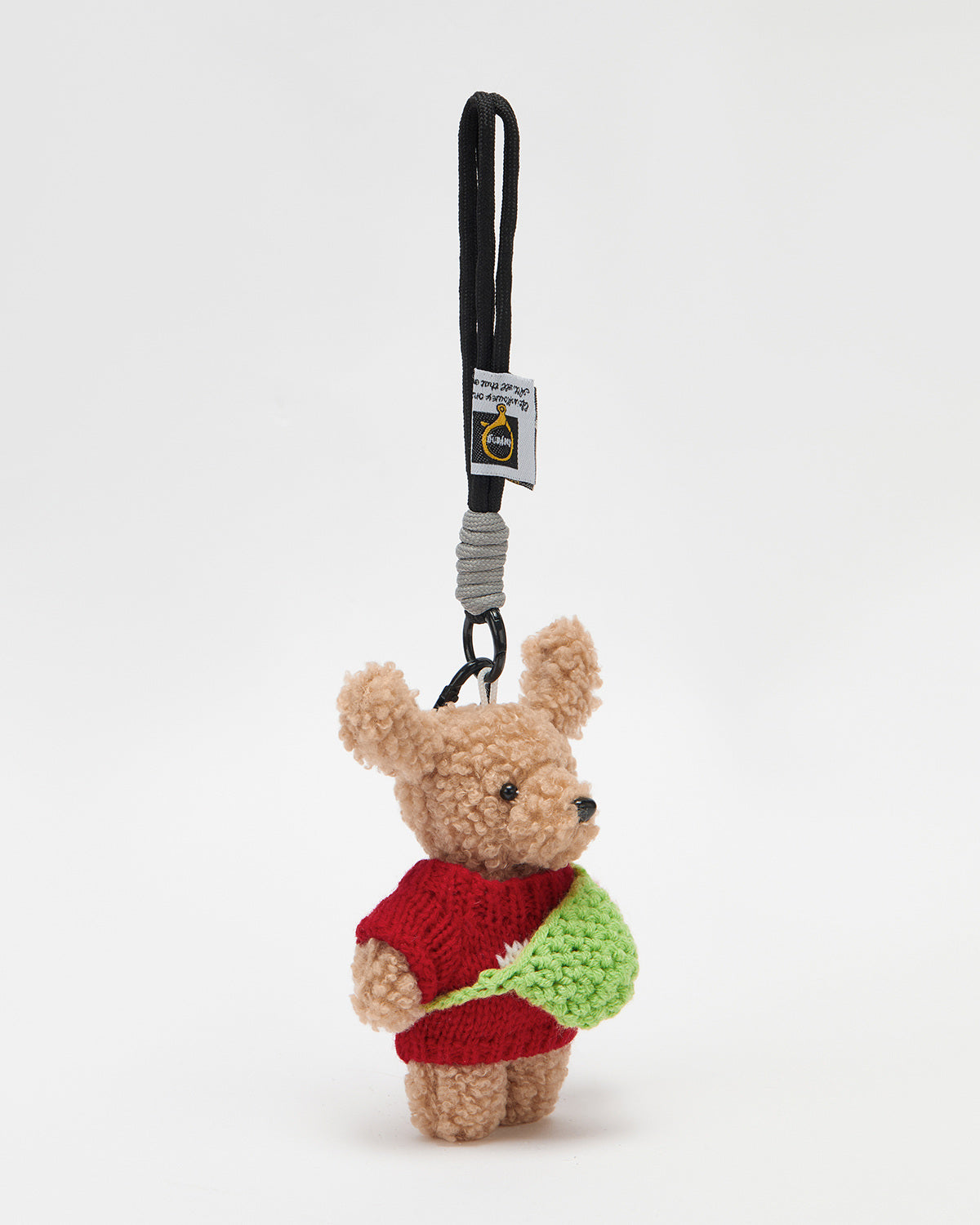 TeddyHuggy®Long-Eared Bear Red-Knit Sweater & Green-Crossbody Keychain Charm