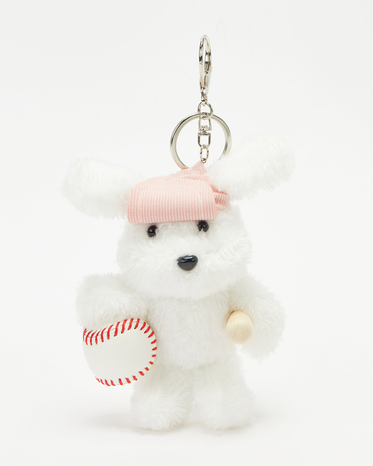 TeddyHuggy®Long Haired Dog Pink Baseball Cap Keychain Charm