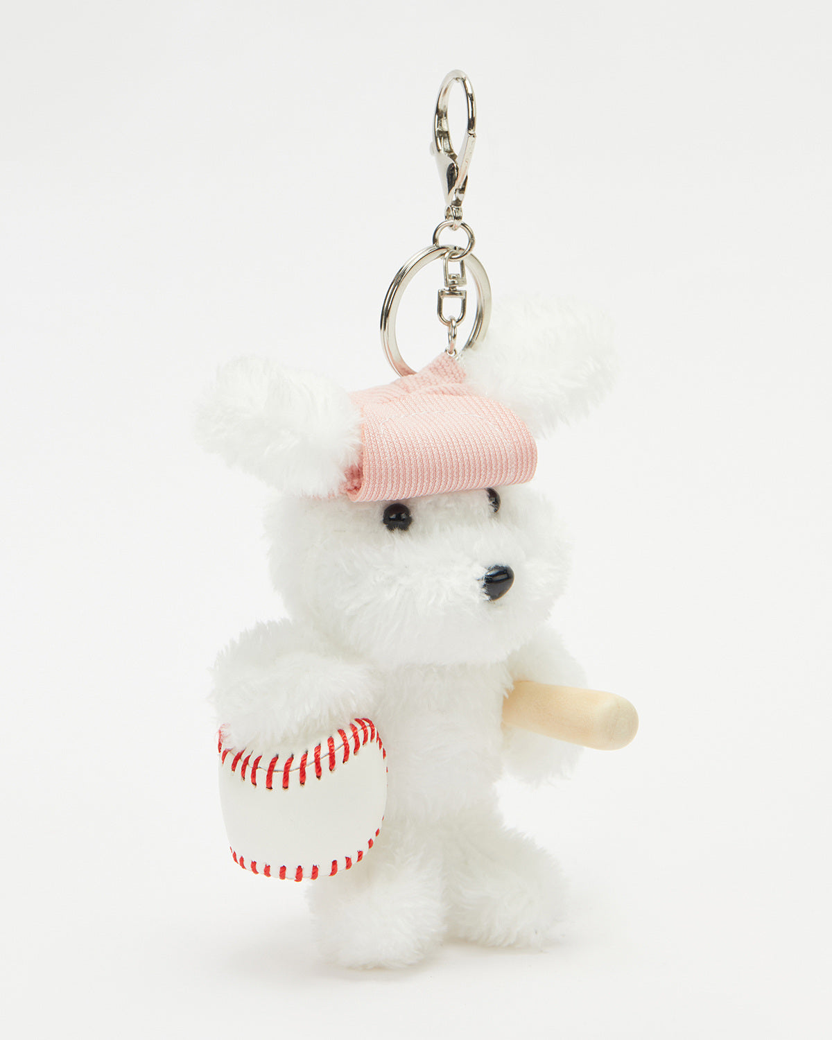 TeddyHuggy®Long Haired Dog Pink Baseball Cap Keychain Charm