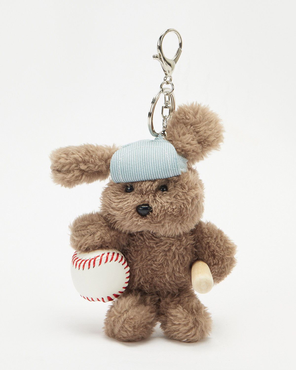 TeddyHuggy®Long Haired Dog Light Blue Baseball Cap Keychain Charm
