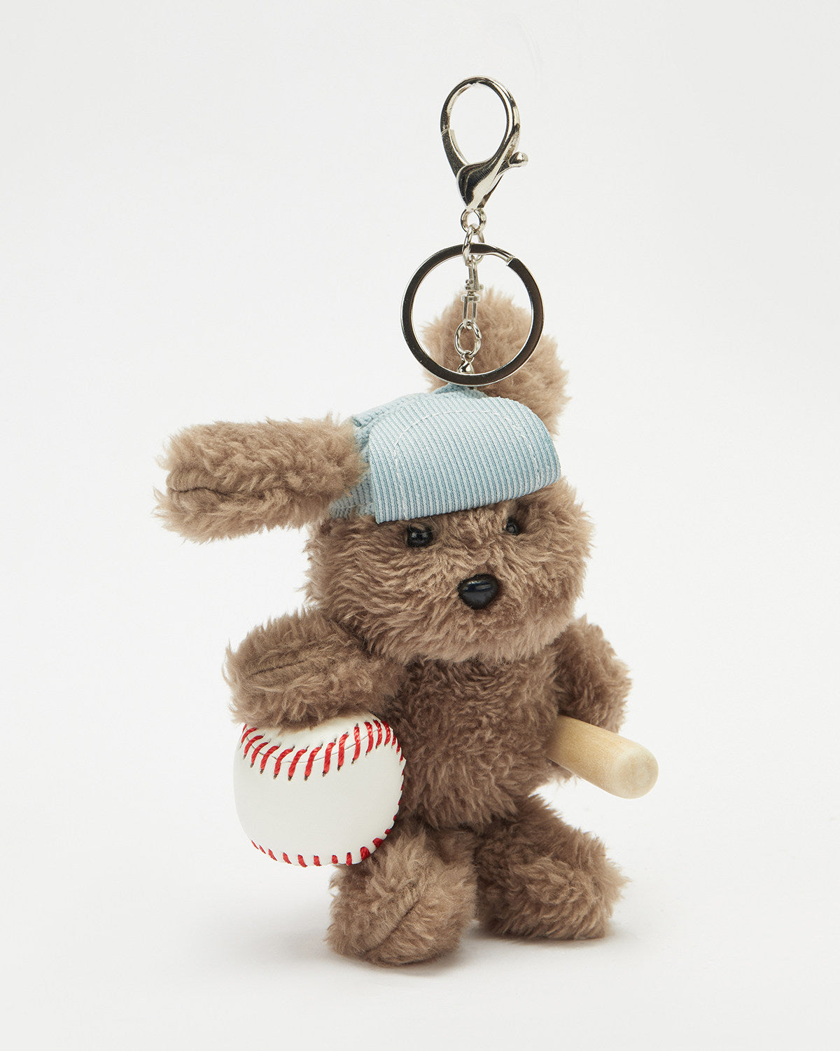 TeddyHuggy®Long Haired Dog Light Blue Baseball Cap Keychain Charm