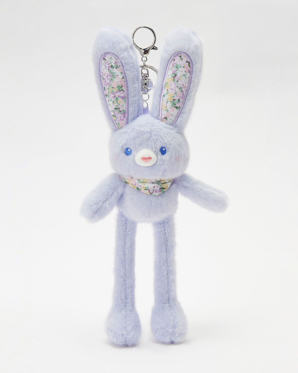 TeddyHuggy®Purple Floral Scarf Bunny Charm (Adjustable/Retractable Ears and Limbs)