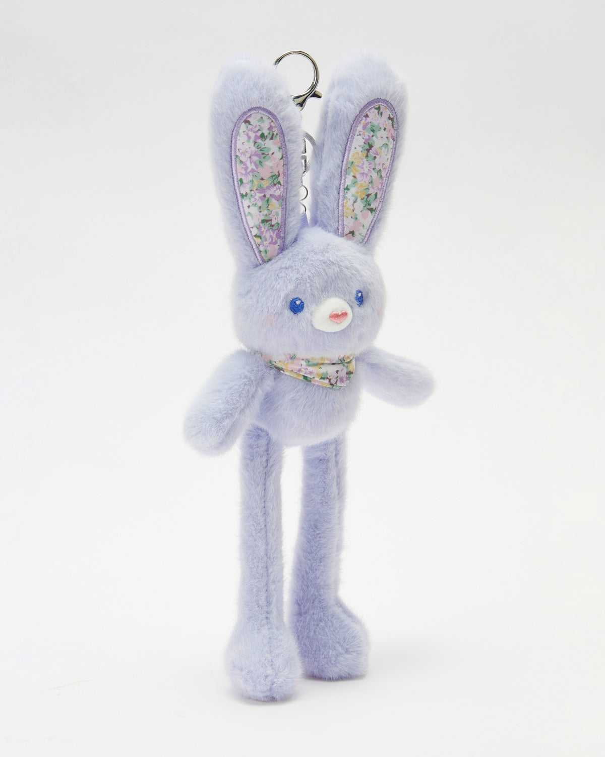 TeddyHuggy®Purple Floral Scarf Bunny Charm (Adjustable/Retractable Ears and Limbs)