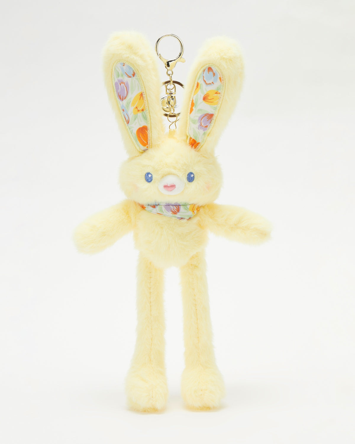 TeddyHuggy®Yellow Floral Scarf Bunny Charm (Adjustable/Retractable Ears and Limbs)