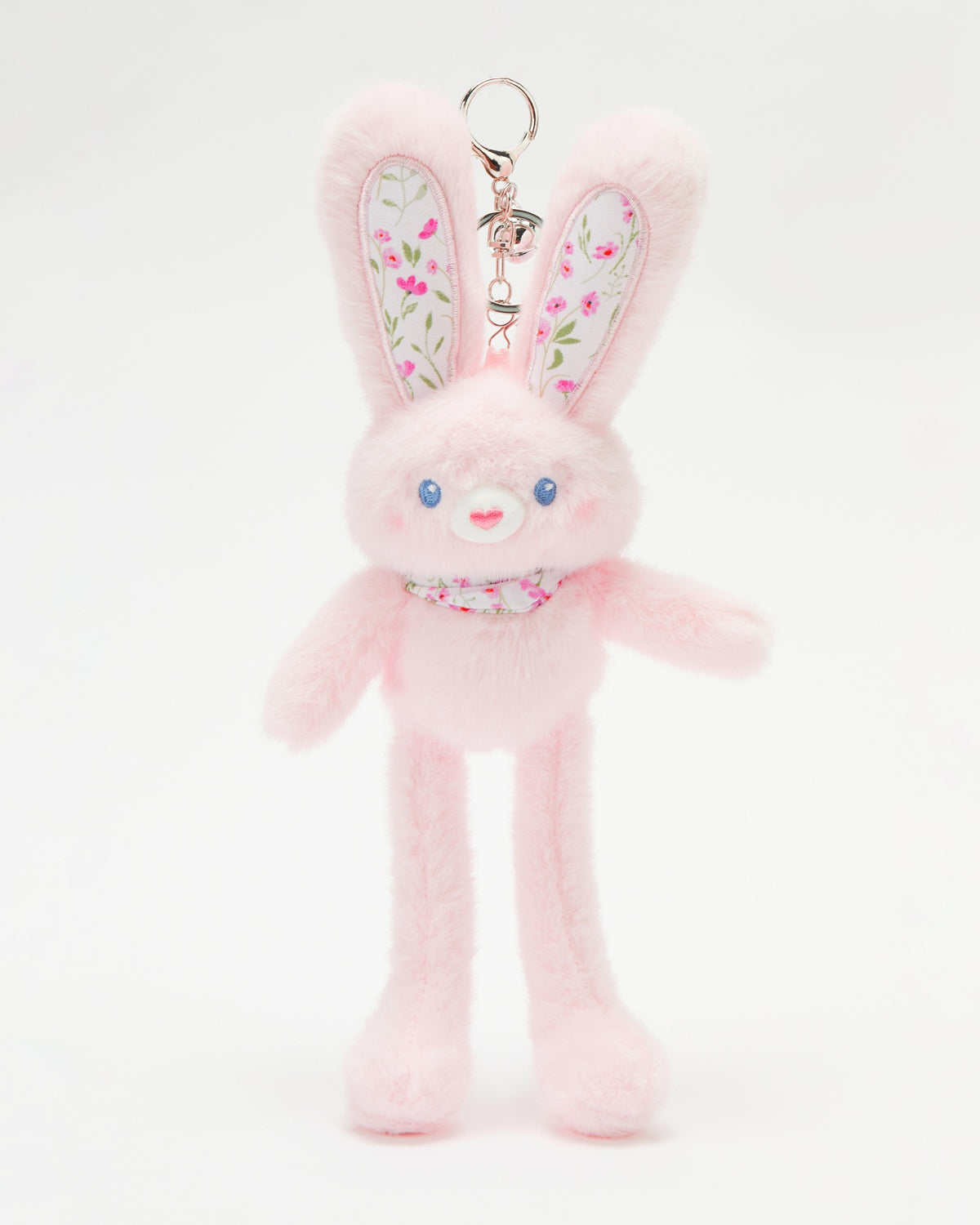 TeddyHuggy®Pink Floral Scarf Bunny Charm (Adjustable/Retractable Ears and Limbs)