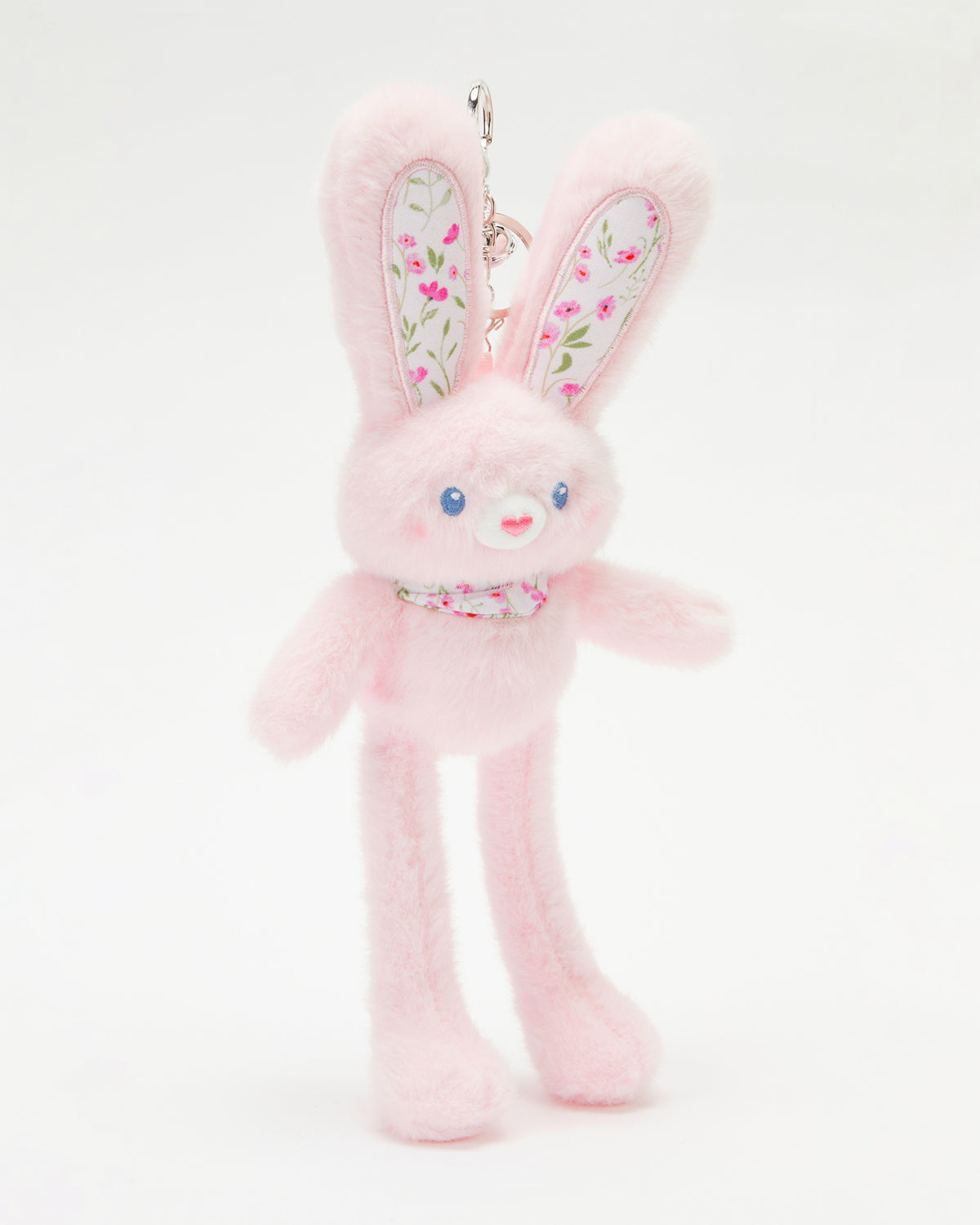 TeddyHuggy®Pink Floral Scarf Bunny Charm (Adjustable/Retractable Ears and Limbs)