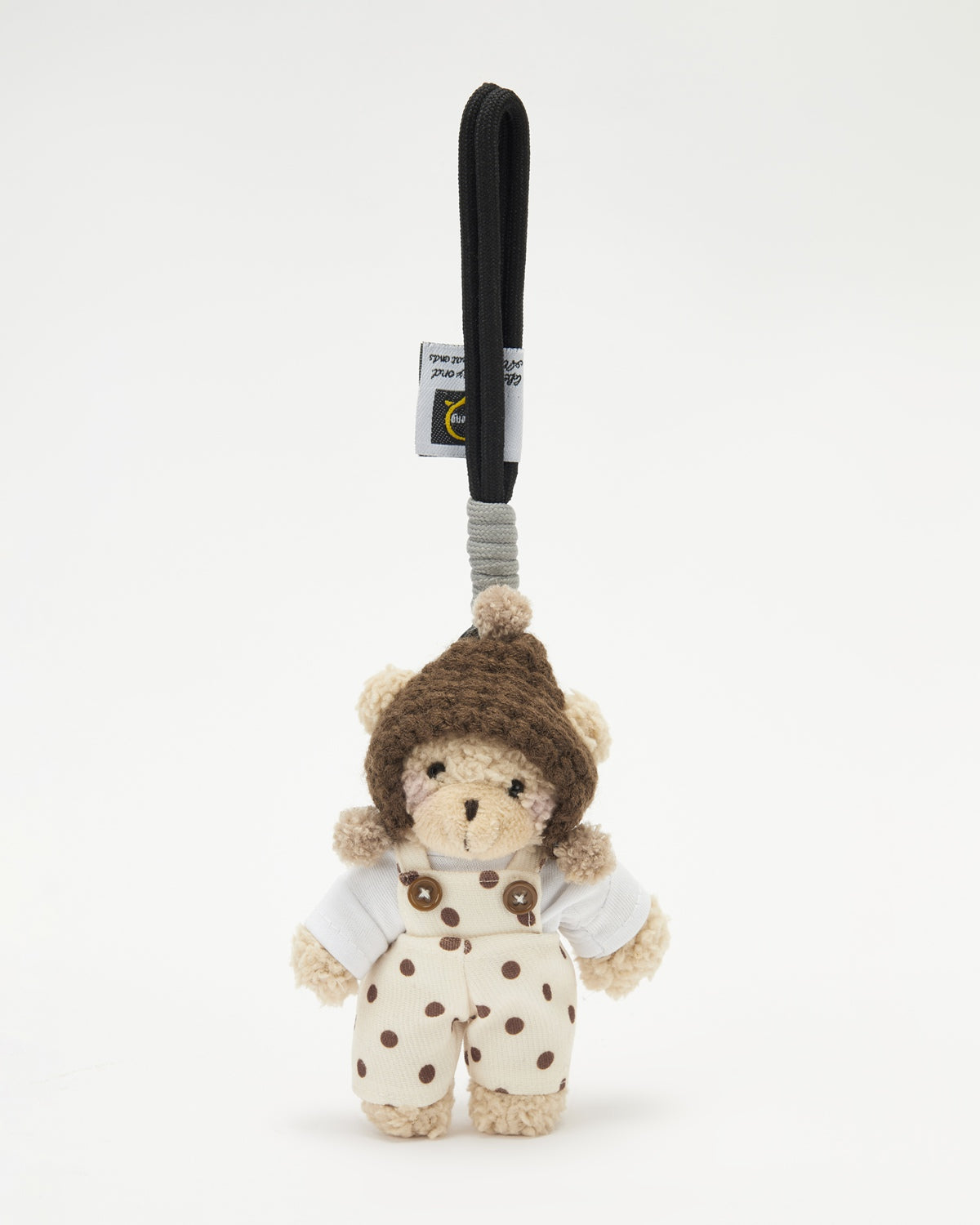 TeddyHuggy®Khaki Bear Polka Dot Overalls Bear Keychain Charm