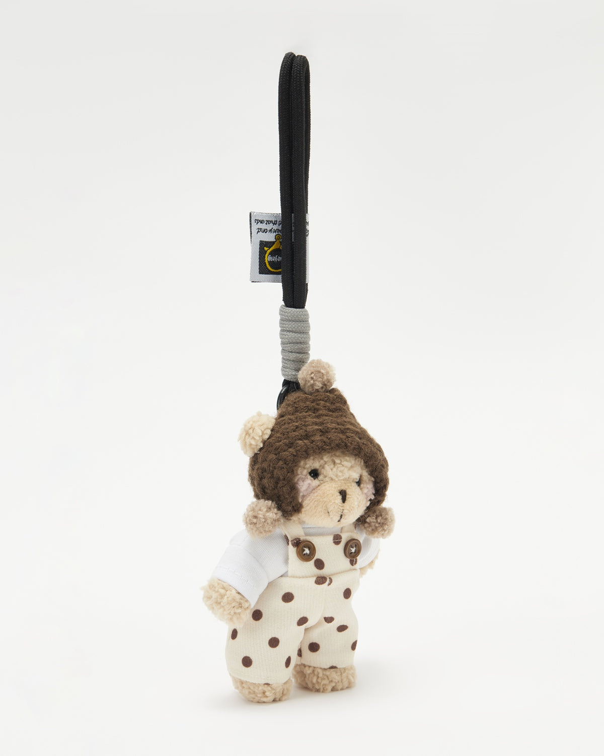 TeddyHuggy®Khaki Bear Polka Dot Overalls Bear Keychain Charm