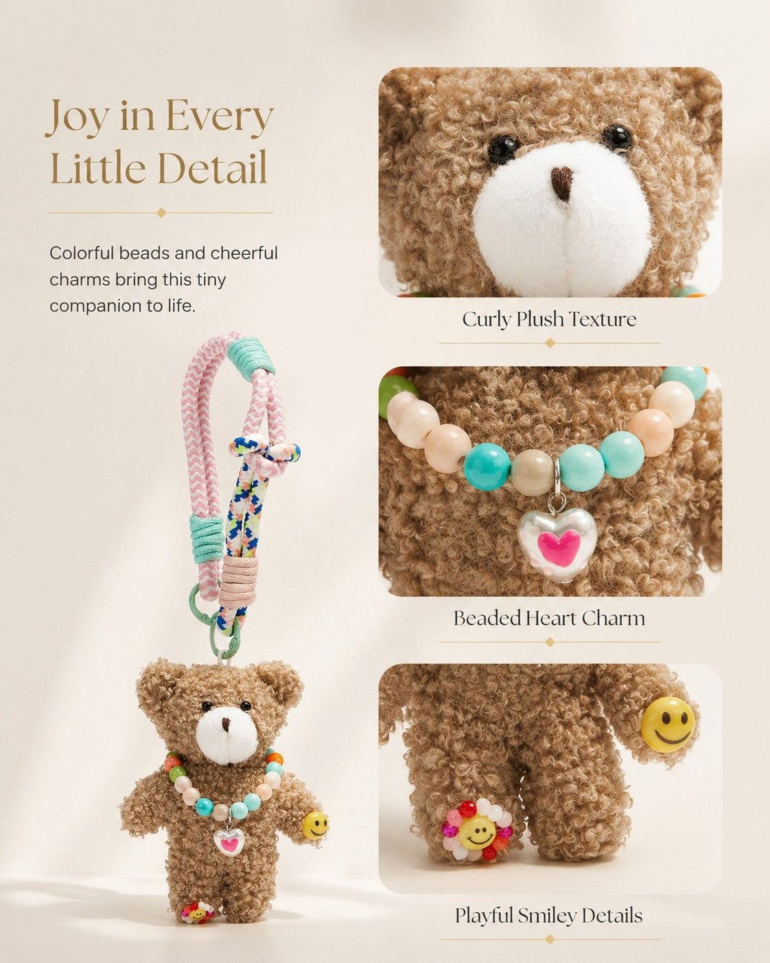TeddyHuggy® Beaded Necklace Bear Charms Collection