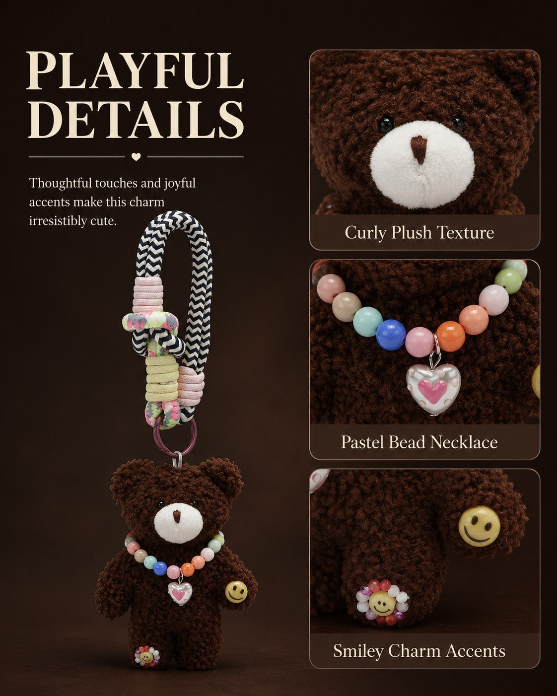 TeddyHuggy® Beaded Necklace Bear Charms Collection