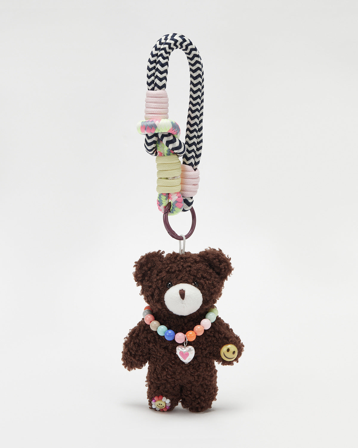TeddyHuggy®Chocolate Bear Colorful Beaded Necklace Keychain Charm