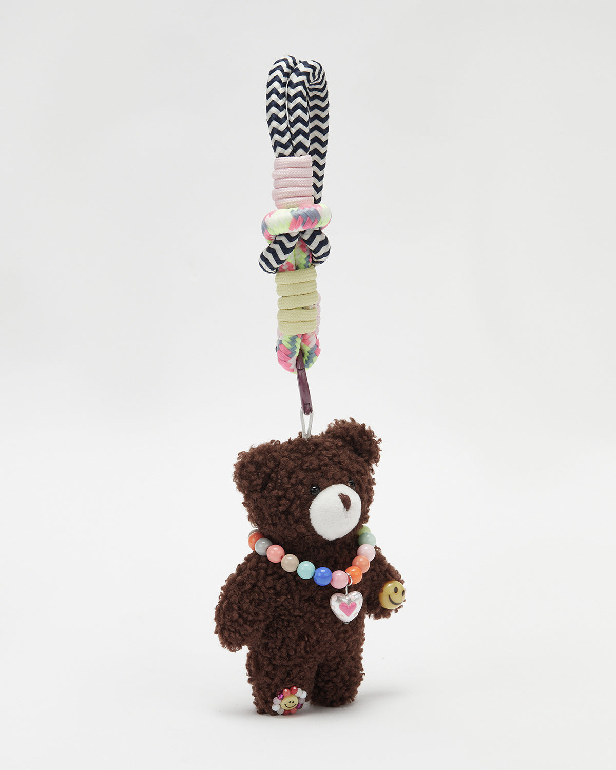 TeddyHuggy®Chocolate Bear Colorful Beaded Necklace Keychain Charm