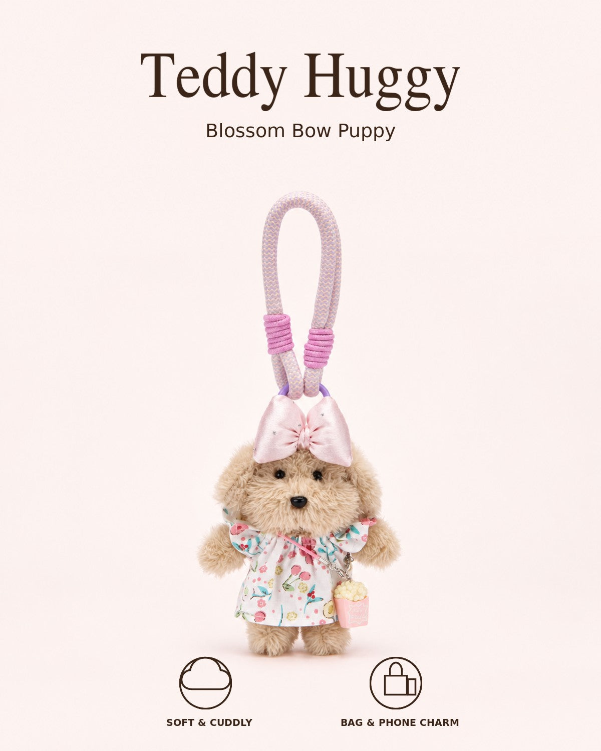 TeddyHuggy® Pink Floral Dress Pup Charm