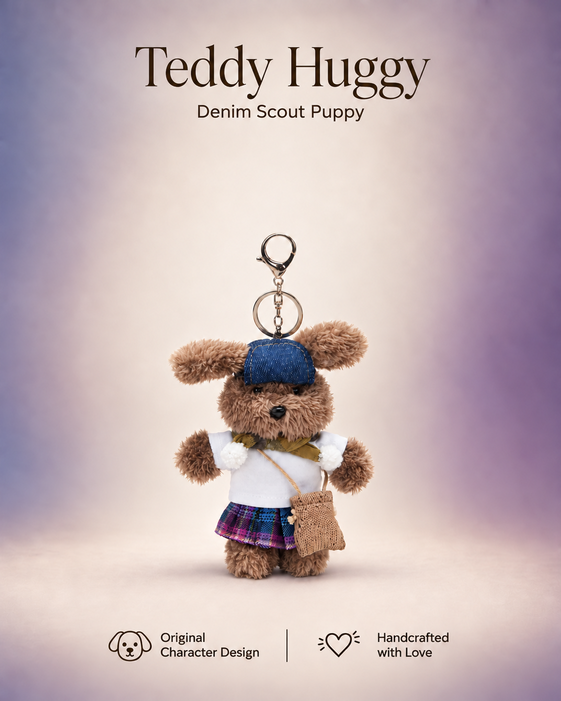 TeddyHuggy® White Tee Plaid Pup Charm