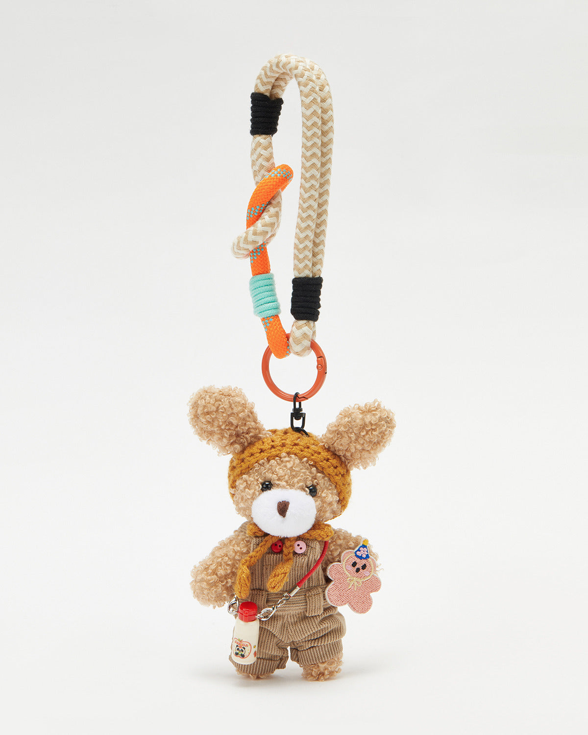 TeddyHuggy®Long-Eared Bear Khaki-Corduroy Overalls Keychain Charm