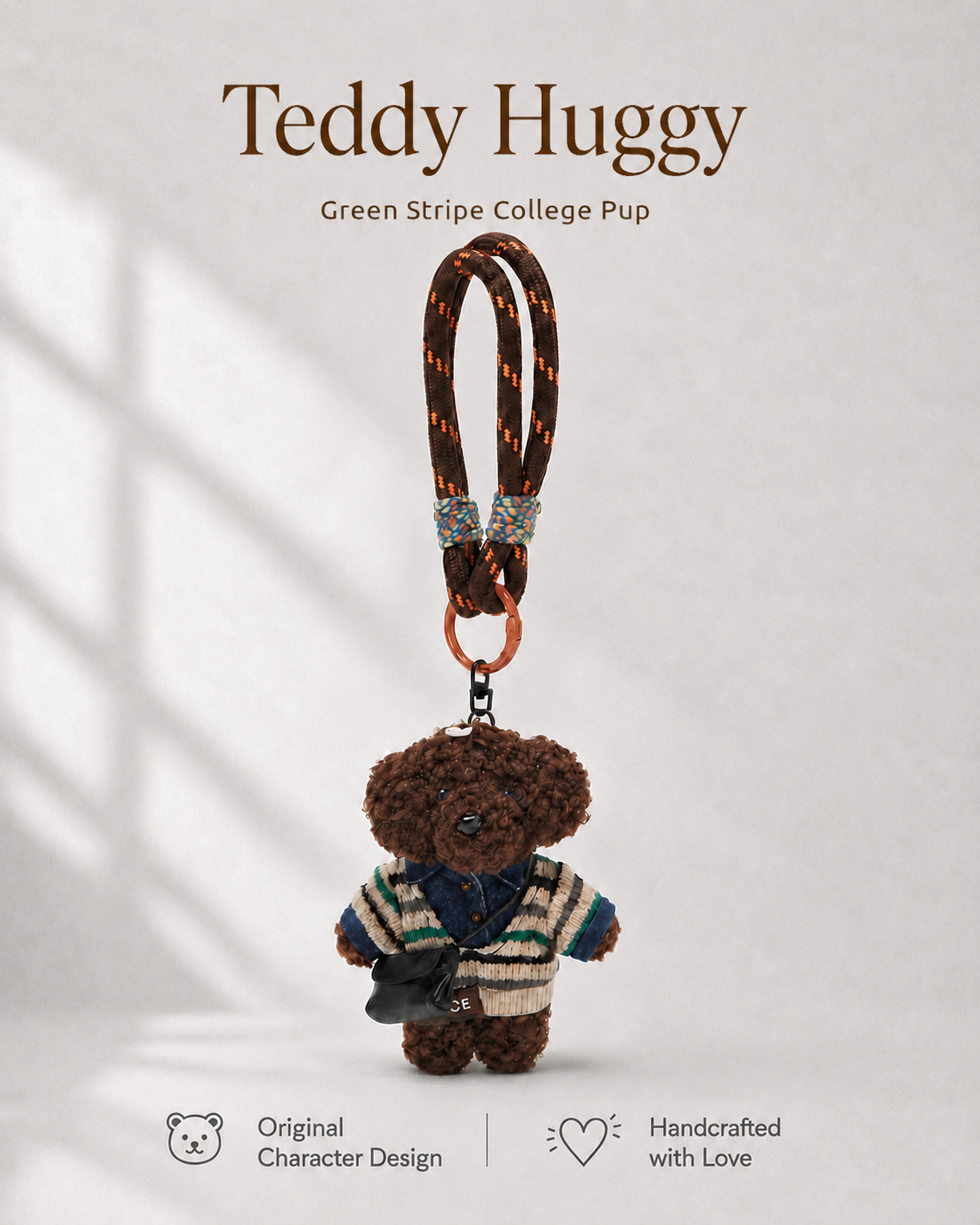 TeddyHuggy® Green Stripe College Pup Charm