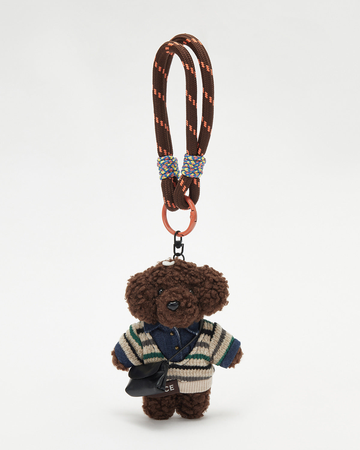 TeddyHuggy®Teddy Dog Green-Black Striped Knit Cardigan Denim Shirt Keychain Charm