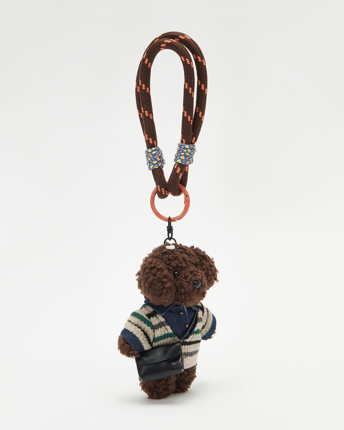TeddyHuggy®Teddy Dog Green-Black Striped Knit Cardigan Denim Shirt Keychain Charm