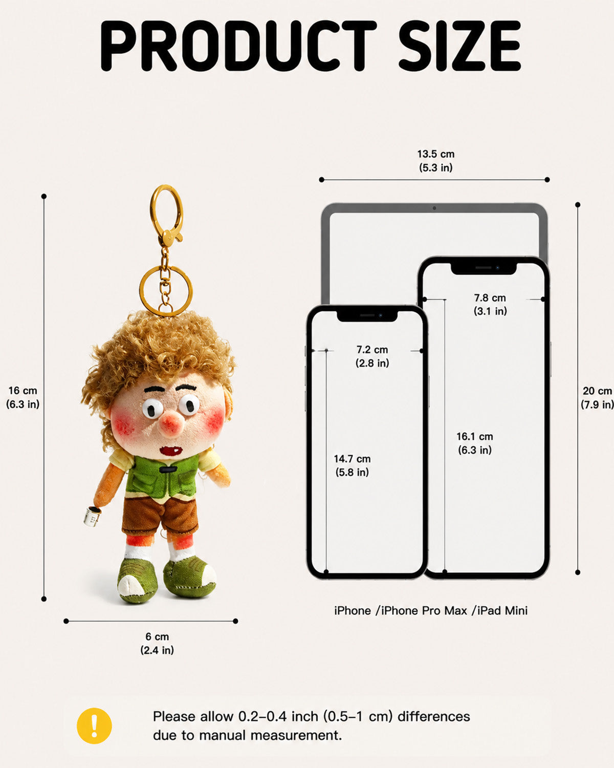 TeddyHuggy®Light Brown Hair Green Vest Boy Keychain Charm