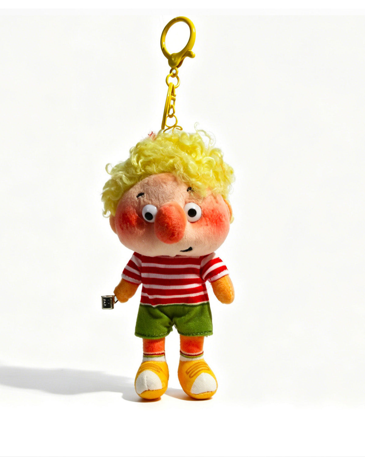 TeddyHuggy®Blonde Hair Red - White Striped T-Shirt Boy Keychain Charm