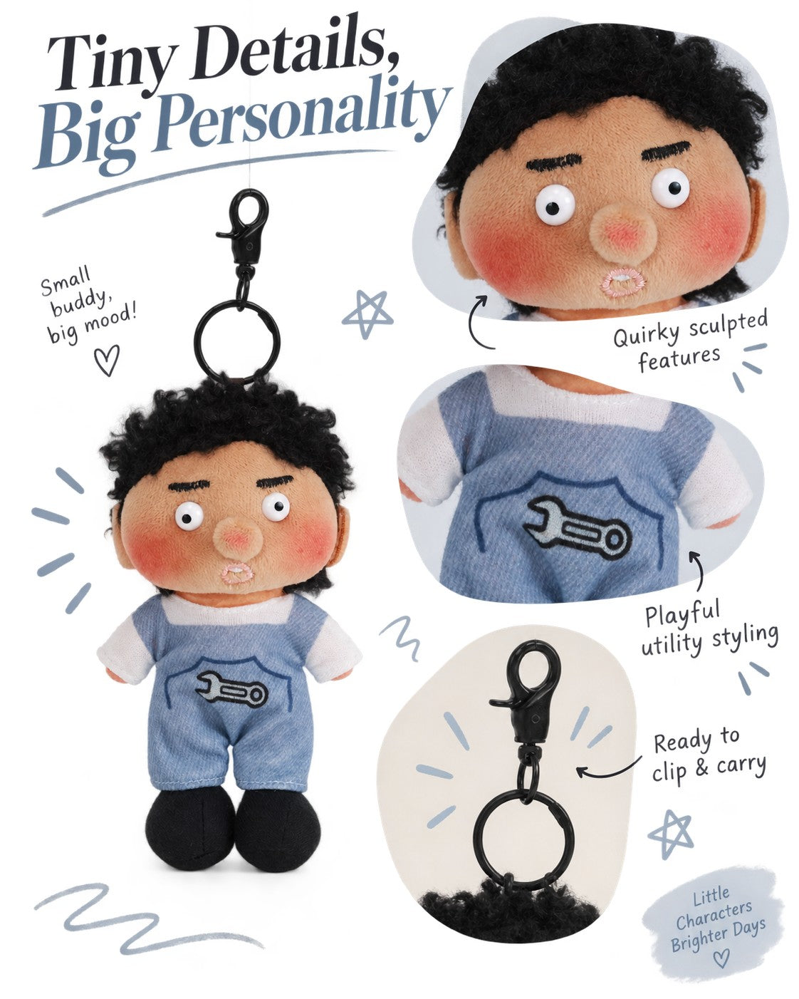 TeddyHuggy® Gray Overalls Natasha Charm