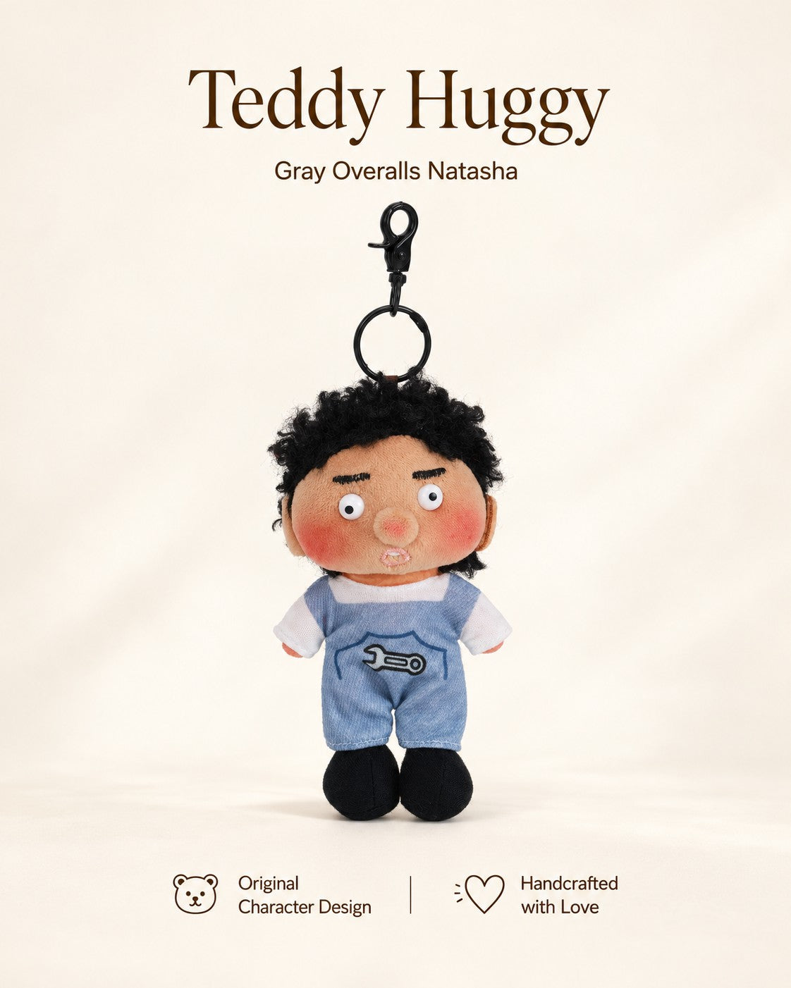 TeddyHuggy® Gray Overalls Natasha Charm