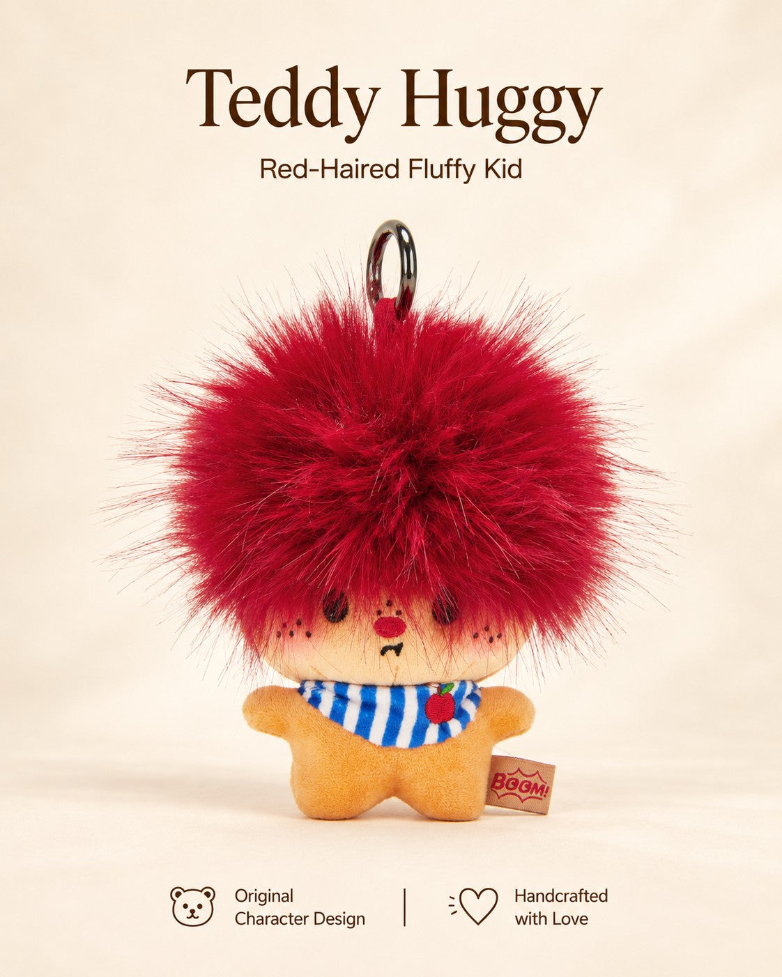 TeddyHuggy® Red-Haired Fluffy Kid Charm