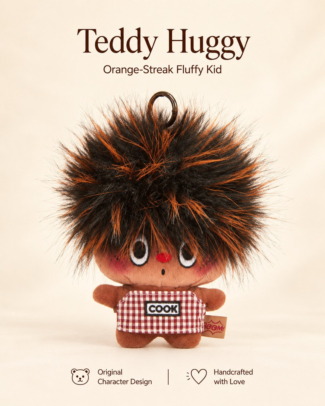 TeddyHuggy® Orange-Streak Fluffy Kid Charm