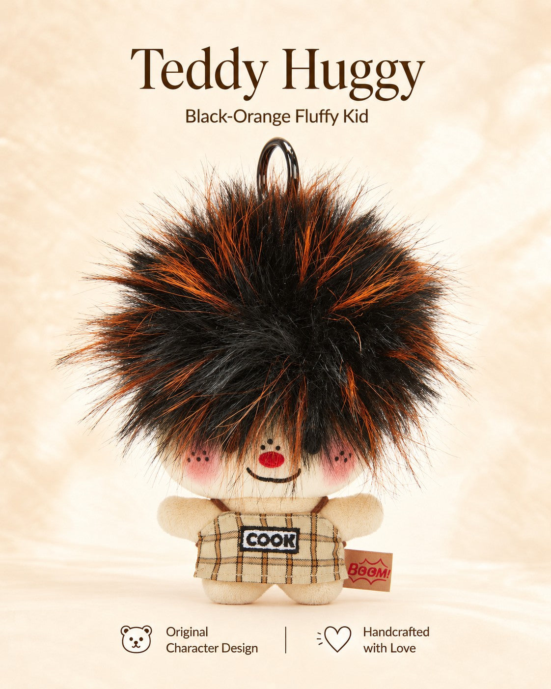 TeddyHuggy® Black-Haired Fluffy Kid Charm